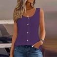 thumbnail image 2 of WRKEKC Casual Tank Tops for Women Solid Color Button Front Crew Neck Sleeveless Daily Tank Loose Fit Lightweight Top, 2 of 8