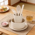 thumbnail image 1 of SSZMDLB Wheat Straw Tableware Set, 6-Piece Portable Reusable Dishware Kit, Bowls Plates Cups with Knife Fork Spoon Chopsticks, Eco-Friendly Picnic Camping Travel Dining Essentials, Plastic Dinnerware, 1 of 6