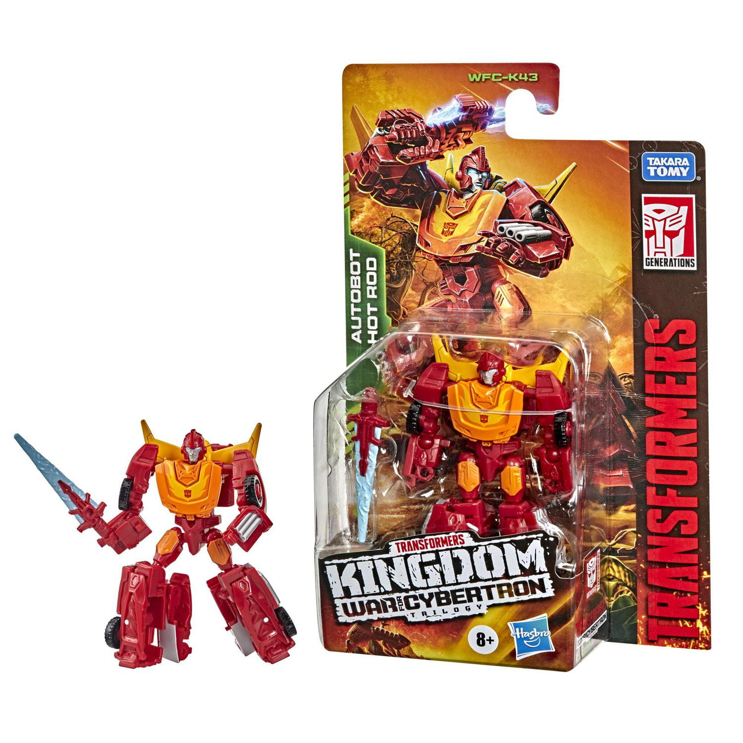 Transformers Generations War for Cybertron: Kingdom, figurine WFC-K43 Autobot Hot Rod classe Origine, pour enfants, à partir de 8 ans, 8,5 cm