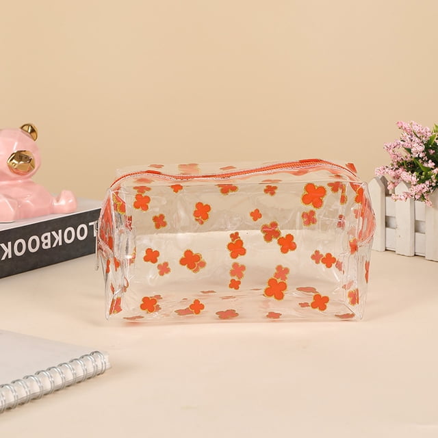 Meitianfacai Trousse Transparente Ins Mignonne Visage Haut Fille Cœur Grande Capacité Trousse