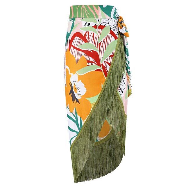 Nouvelle Robe de Plage Aguichant Imprimée Rétro Maillot de Bain Jupe Longue Tenue de Fête Tenue de Plage Été