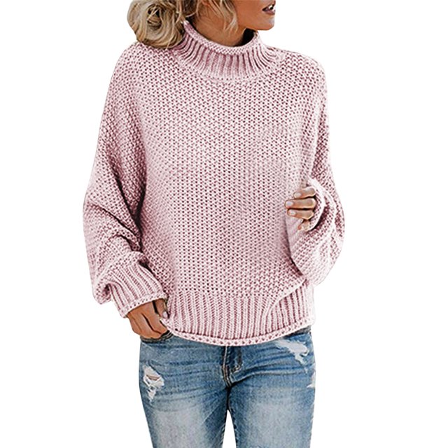 Kcodviy Chandails Mignons en Tricot pour Femmes Automne Hiver pour Femmes Chandail Épais en Fil Chandail à Enfiler Chemises pour Femmes Chandail à Col Roulé