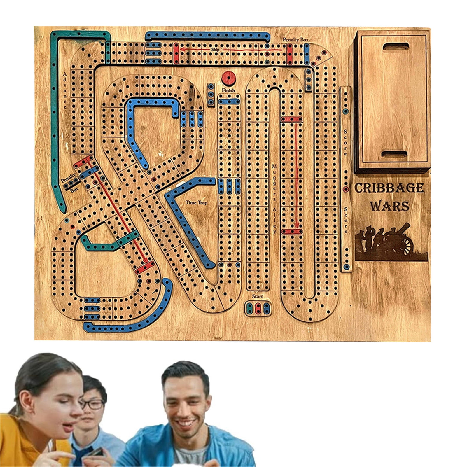 1/2 Sets Cribbage Wars Board Game Kids Adults Family Party Multiplayer Interactive Wooden Plastic Portable Continuous Cribbage Board Game Night Essentials