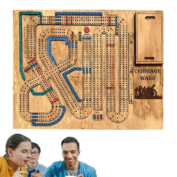 1/2 Sets Cribbage Wars Board Game Kids Adults Family Party Multiplayer Interactive Wooden Plastic Portable Continuous Cribbage Board Game Night Essentials