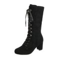 thumbnail image 2 of LSLJS Women Retro Shoes Casual Thick Low-heeled Plus Size Mid Calf Lace Up, 2 of 9
