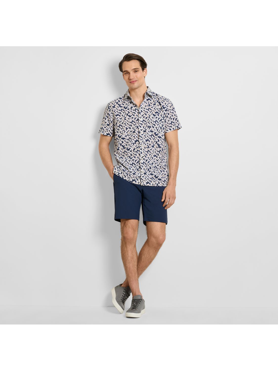 SS SHADOW PRINT CAMP SHIRT