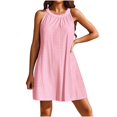 thumbnail image 2 of Pisexur Sans Manches Col Rond Genou-Haut Robe de Mode Femmes Jachère Sans Manches Gilet Couleur Unie Robes Creuses Femmes Blouses sur l'Autorisation, 2 of 5