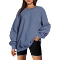 thumbnail image 2 of ORUYROP Chandails en Molleton Surdimensionnés pour Femmes Manches Longues Col Rond Chandail Décontracté Ample Couleur Unie Polaire Tops Pulls, 2 of 5