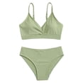 thumbnail image 1 of MIASHUI Girls Swimsuit Bikini Set Bathing Suits Two Piece Solid Color Swimwear Bathing Suit,Green,12-14 Years, 1 of 5