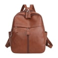thumbnail image 3 of Leather Backpack for Commuting & Travel | Large Capacity PU Leather Bag with Multiple Compartments | Black, Red, Blue, Brown Color Options, 3 of 7