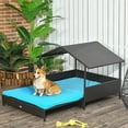 thumbnail image 2 of PawHut Niche pour Chien en Rotin Extensible Extérieur Intérieur avec Toit, Bleu, 2 of 10