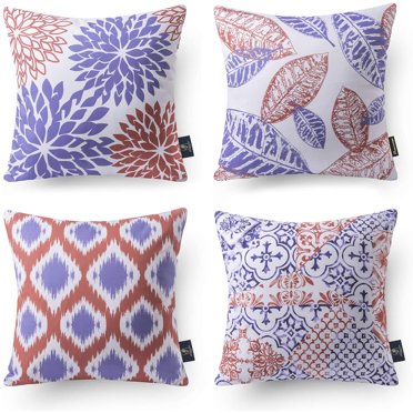 4 Pieces Decorative Throw Pillow Case Cushion Cover, Blue and Black, 45x45cm,Blu