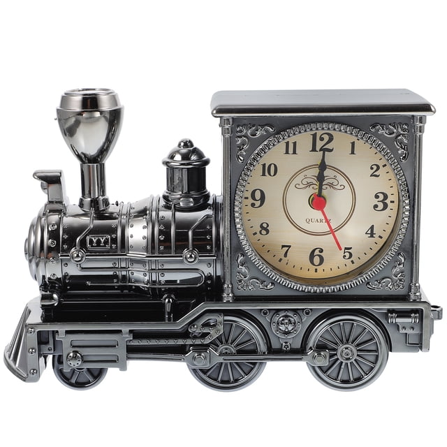 SHISUYAN 1Set Retro Train Clock for Boys Locomotive Shape 7.3x2.2x4.3in
