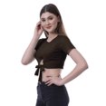 thumbnail image 3 of Moomaya T-Shirt Court à Nœud devant pour Femmes, Manches Courtes, Col Rond, Haut Noué, 3 of 7