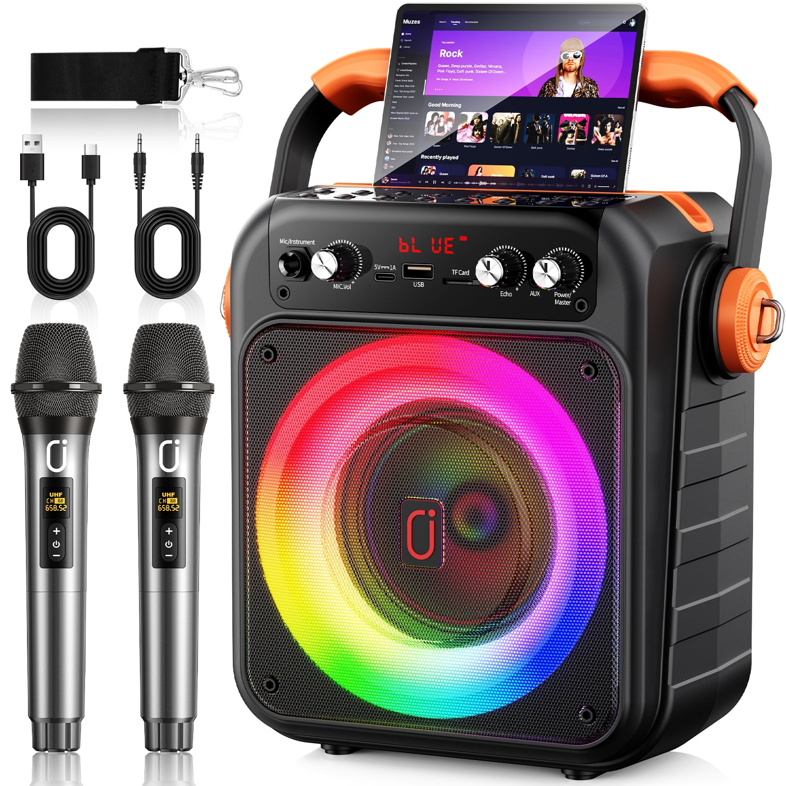 JYX Karaoke Machine for Adult, Wireless Speaker with RGB Light for