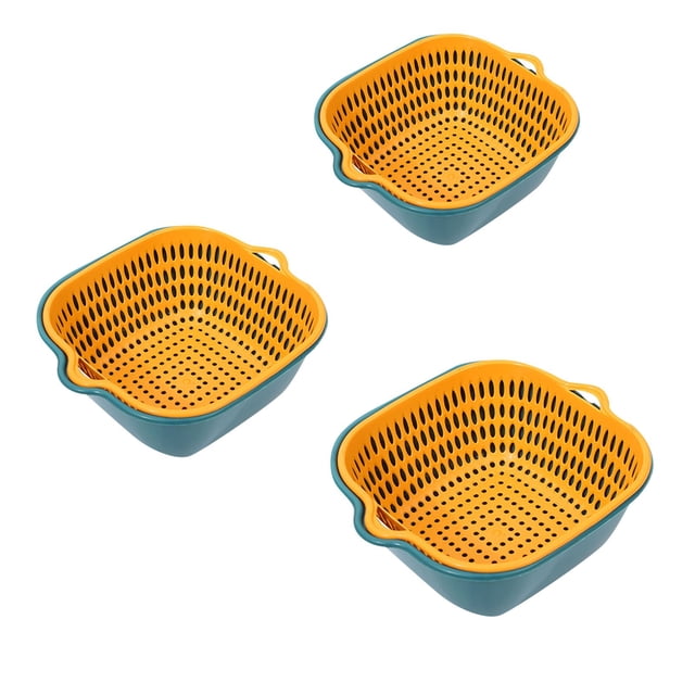 Fruit Plate 2 Multifunctional Double Layered Drain Basin Strainer Set for Fruit Vegetables Kitchen Wash Bowl Sifting Organizer