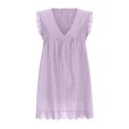 thumbnail image 5 of Meichang Robe Brodée pour Femmes Coupe Ample Robes Bohèmes Été Décontracté Robe Midi à Oeillets Volants Col en V Robes Amples Unies Robe de Plage, 5 of 5