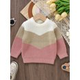 thumbnail image 4 of Faithtur Baby Knit Sweaters Cute Long Sleeve Round Neck Contrast Color Pullover Tops Toddler Sweatshirts, 4 of 9