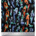 thumbnail image 2 of Soimoi Black Modal Satin Fabric Fish Ocean Print Sewing Fabric Yard 42 Inch Wide, 2 of 2