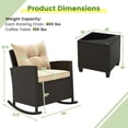 thumbnail image 2 of Costway 3 PCS Patio Wicker Rocking Set with Tempered Glass Table & Soft Cushions Outdoor, 2 of 10