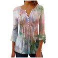 thumbnail image 2 of Blouses pour Femmes, T-shirt Imprimé Mode Manches 3/4 Blouse Col en V Hauts Décontractés, 2 of 5
