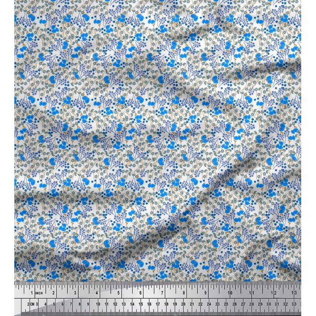 Soimoi Moss Georgette Fabric Flower Artistic Printed Craft Fabric by The Yard 42 Inch Wide