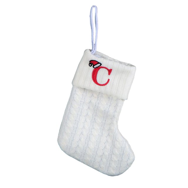 XZNGL White Christmas Tree Socks Letter Decorations Knitted Holiday Stockings for Mantel Staircase Tree Display and Festive Home Decoration