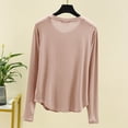 thumbnail image 4 of Haut de Pyjama en Modal pour Femmes 2025 Été T-Shirts à Col Rond Chandails à Manches Longues Coupe Décontractée Vêtement de Nuit Confort Tenue d'Intérieur Ultra Doux Chemise de Nuit Texturée, 4 of 4