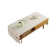 thumbnail image 2 of Cotton Linen Tablecloth Rectangular TV Cabinet Coffee Desktop Fringe Waterproof Table Cloth for Dining Hall Garden 70*180cm Embroid/Light coffee, 2 of 9