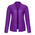 thumbnail image 4 of BiZtdJrK Spring Savings! Womens Business Casual Outfits Button Trims Long Sleeve Lapel Blazers Open Front Solid Color Fall Suits Jackets Purple XL, 4 of 6