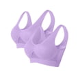 thumbnail image 1 of Virmaxy 2PC Womens Wireless Bra Gathering Breathable Underwear Everyday Bra 2PC Printing Gathered Together Large Size Daily Bra Underwear No Rims Purple-1 XL, 1 of 2