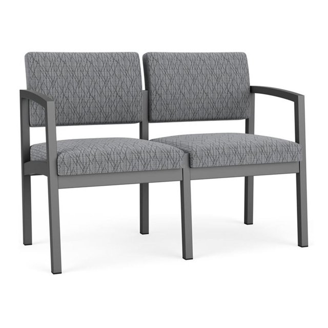 Lenox Steel Reception Waiting Room Healthcare Loveseat / Charcoal Steel / Gray