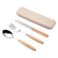 thumbnail image 1 of 3PCS Stainless Steel Flatware Tableware Cutlery Set with Beech Handle Include Fork Spoon Chopsticks Case, 1 of 7
