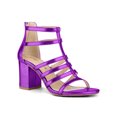 thumbnail image 1 of BLISSFUL STEP Women's Shoes Strappy Roman Block Heel Sandals Purple 9, 1 of 7