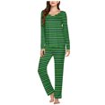 thumbnail image 2 of Timegard Ensembles de Pyjamas pour Femmes 2 Pcs à Rayures Manches Longues Col en V Haut Froncé et Pantalon Tenues de Pjs d'Automne, 2 of 5