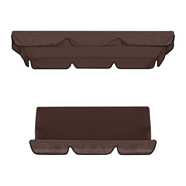 yulier Auvent de Balançoire et Housse de Coussin de Remplacement, Housse Supérieure d'Auvent de Chaise Balançoire d'Extérieur, Housse de Coussin pour Chaise Balançoire de Patio, Jardin, Piscine, Housse Imperméable et anti-UV pour Chaise Balançoire 3 Places, Café