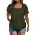 thumbnail image 1 of AherBiu Womens Plus Size Tops Short Sleeve Loose Fitting Square Neck Solid Color Casual Tshirts Tops, 1 of 7