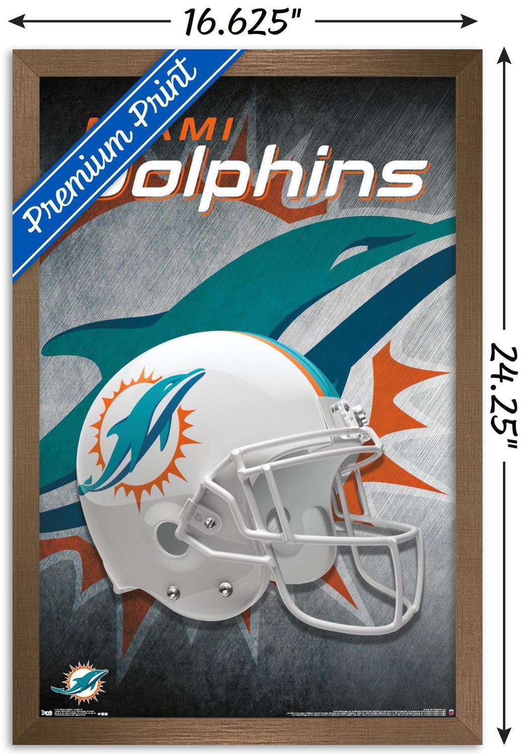 NFL Miami Dolphins - Helmet 18 Wall Poster, 14.725" x 22.375" Framed