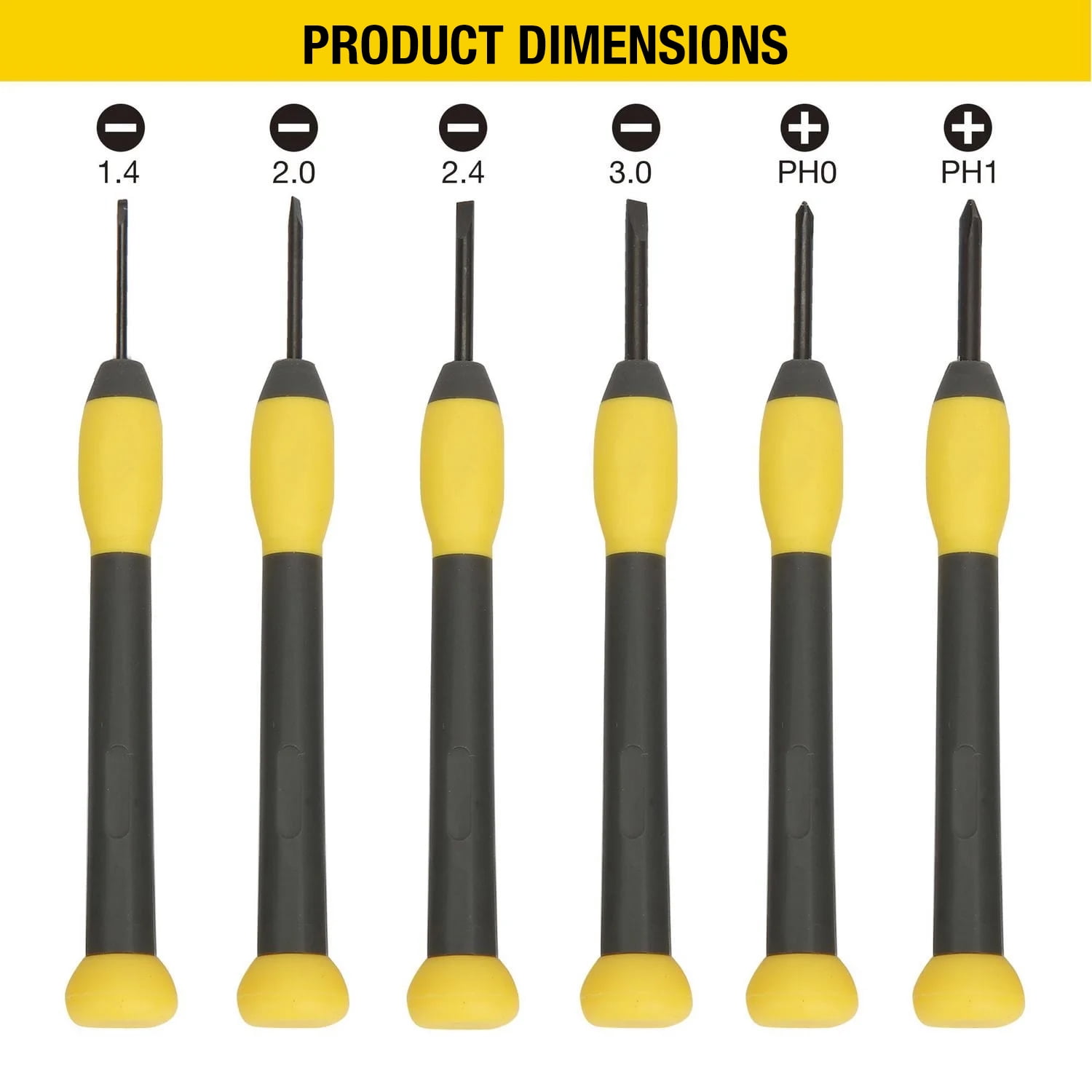 Tournevis de précision WorkPro 6 pièces, Phillips, tailles fendues, boîtier en plastique