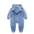 thumbnail image 3 of AherBiu Infant Rompers Fleece Hooded Jumpsuits Zip up Bodysuits Fall Winter Solid Color Warm Fuzzy Newborn Baby Clothes Sets, 3 of 3