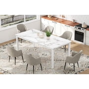 BeesClover Dining Table for 6-8 Person Farmhouse Large Rectangular Kitchen Tables Mid-Century Modern Kitchen Table with Sturdy Metal Legs for Small Kitchens, Dining Office Areas