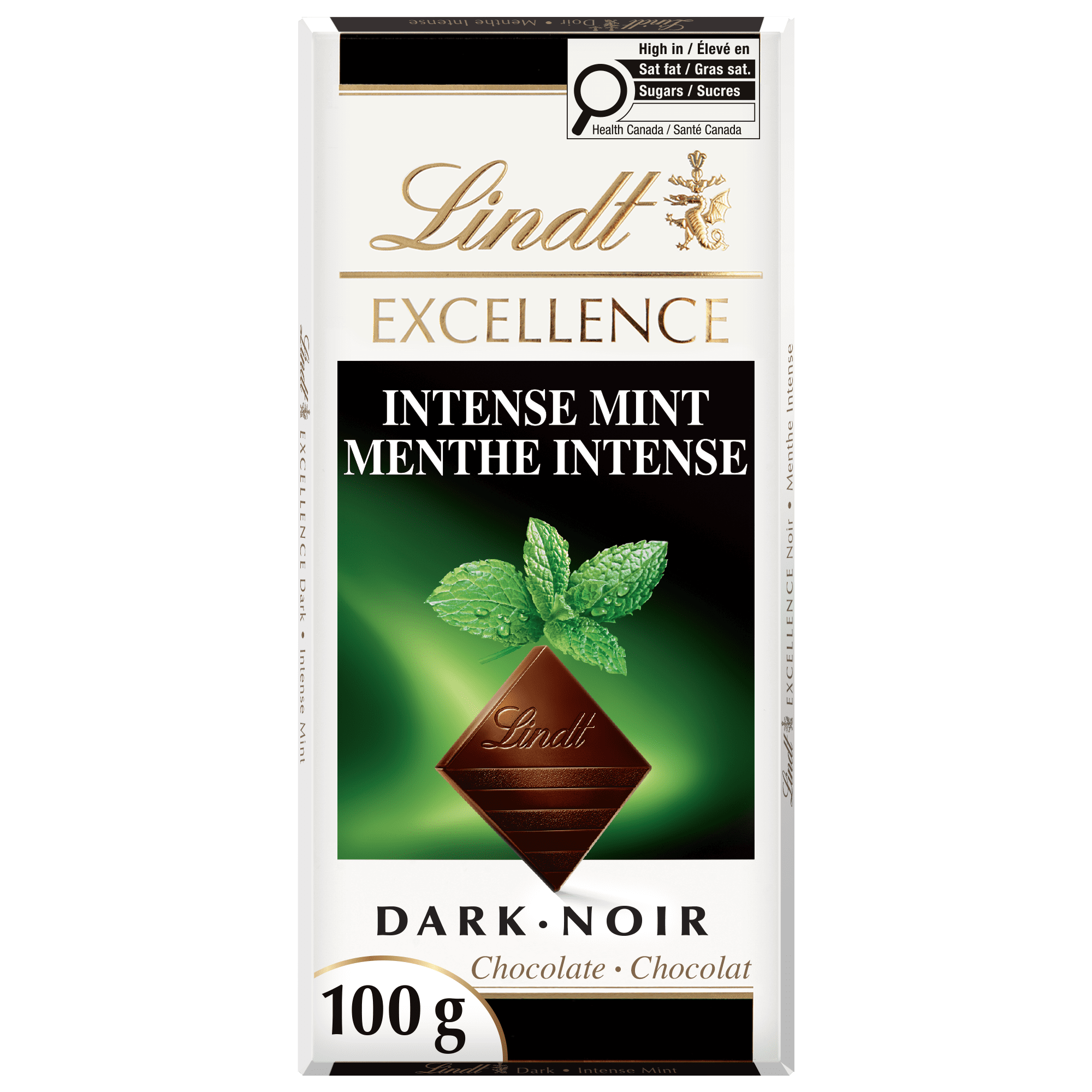 Lindt EXCELLENCE Intense Mint Dark Chocolate Bar, 100 Grams