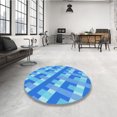 thumbnail image 4 of Ahgly Tapis d'Intérieur Lavable en Machine Carré Transitionnel Bleu Néon, 4 Pieds Carré, 4 of 7