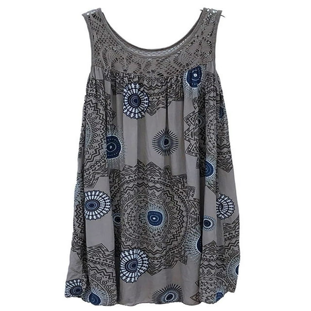 Robes Courtes Décontractées Bohèmes Amples Sans Manches à Fleurs pour Femmes Grande Taille