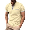 thumbnail image 2 of EOYWHK Henley Shirts for Men Business Casual Button Up Short Sleeve Tees Solid Color Stand Collar Work Blouse, 2 of 7