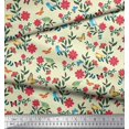 thumbnail image 3 of Soimoi Yellow Polyester Crepe Fabric Insect,Bird & Floral Artistic Print Fabric by Yard 52 Inch Wide, 3 of 3