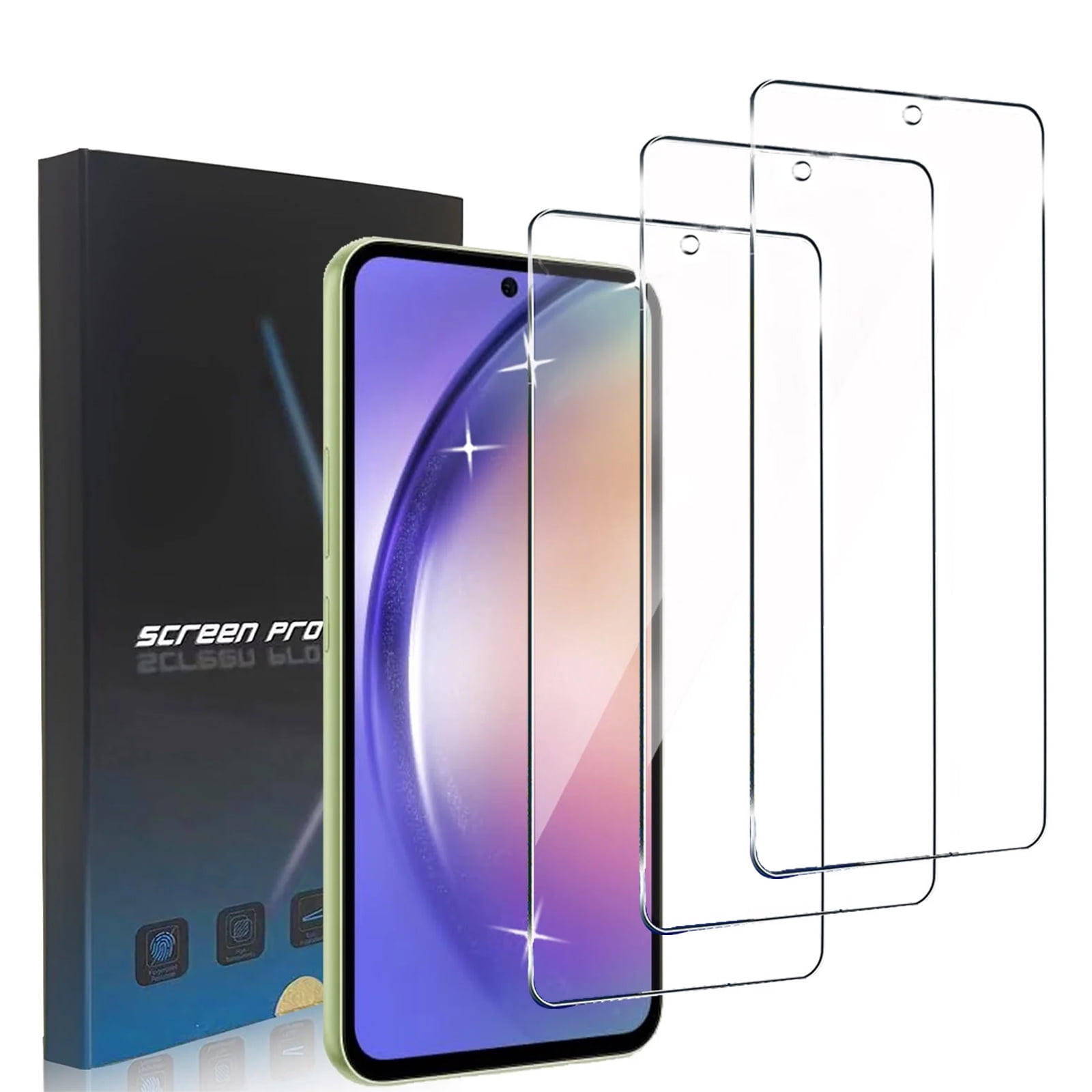 Zonyee [3 Pack] Clear Tempered Glass Screen Protector Compatible for Samsung Galaxy A54 6.4-inch, Scratch Resistant, Easy Install, Bubble-Free