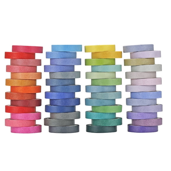 IROINID Fournitures de Rentrée Scolaire, Essentiels pour l'École, 60 Ruban en Papier Japonais de Base Non Répétitif Uni Cahier Note Décoration Ensemble d'Autocollants en Papier Japonais