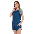 thumbnail image 4 of Inkmeso Solid 2 Pc Nightwear Set For Women Raglan Sleeves Button-Down Top & Shorts Sleepwear-58, 4 of 7