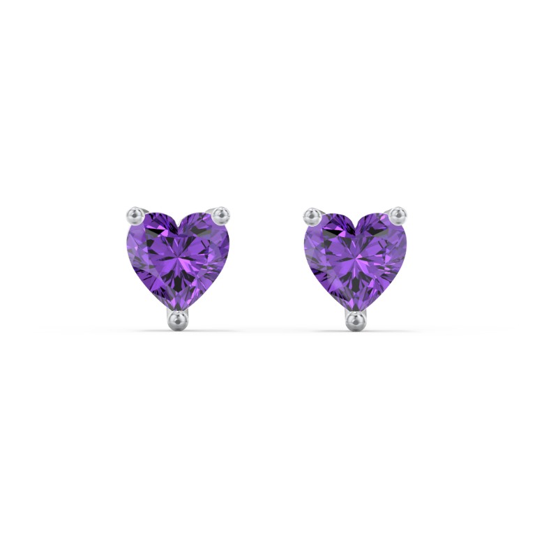Boucles d'Oreilles Clous Pierre de Naissance Cœur